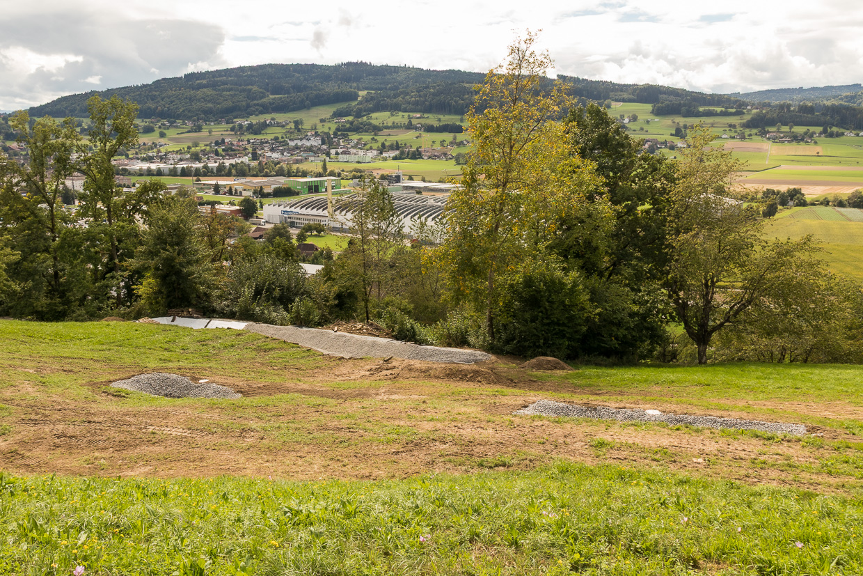 Die drei Teiche während des Baus